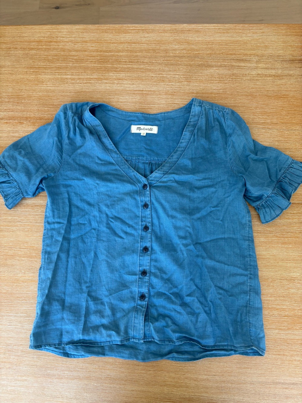 Madewell Denim Button-Down Short Sleeve Top